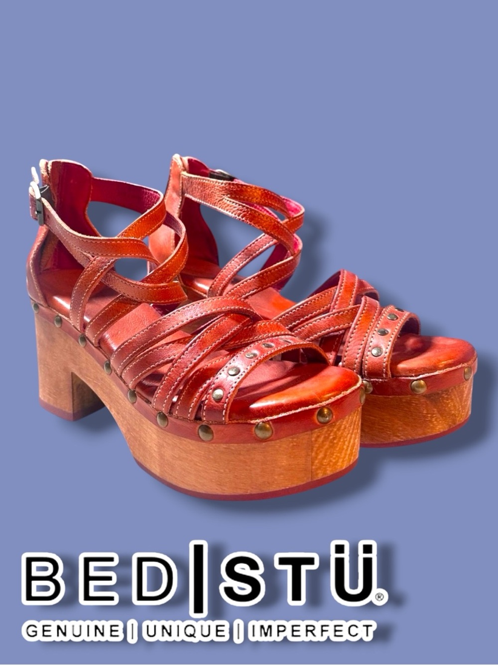 Never Worn Bed Stü Platform Leather Sandals in Brown. Size 8